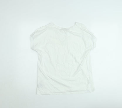 FREE/QUENT Women's White Basic V-Neck Short Sleeve T-Shirt M