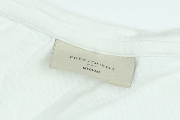 FREE/QUENT Women's White Basic V-Neck Short Sleeve T-Shirt M