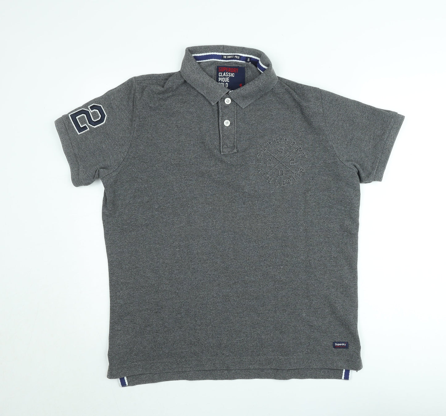 Superdry Men's Grey Classic Pique Polo Shirt 2XL Emboss Logo