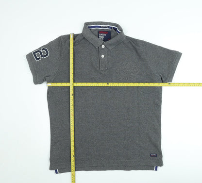 Superdry Men's Grey Classic Pique Polo Shirt 2XL Emboss Logo