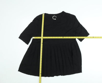 COS Women Black Short Pleated Shift Dress Size S