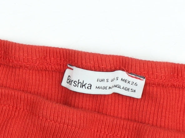 Bershka Women Red Short Sleeve Bodycon Dress Size S