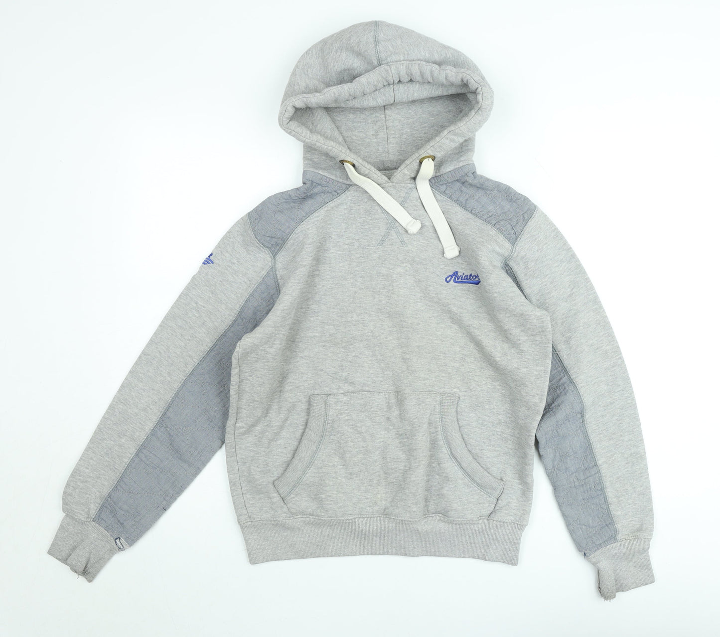 Aviator Men Grey Hoodie Medium Pullover Cotton Blend Casual