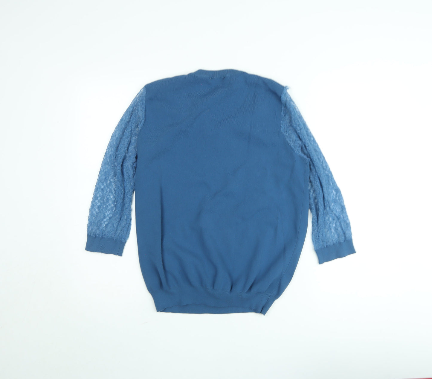 Savida Women Blue Lace Long Sleeve Pullover Jumper Size M