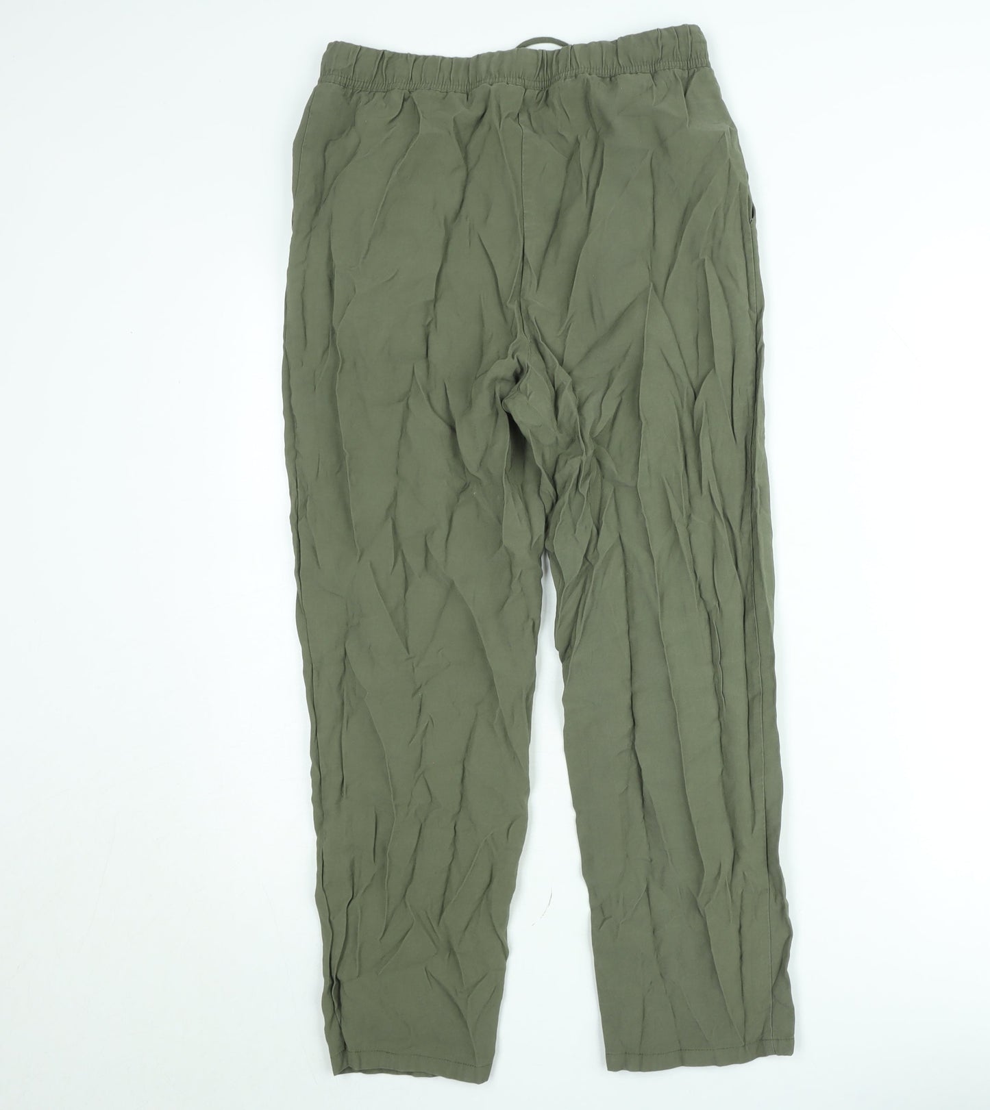 MNG Women Green Viscose Jogger Trousers Size S Casual Lightweight