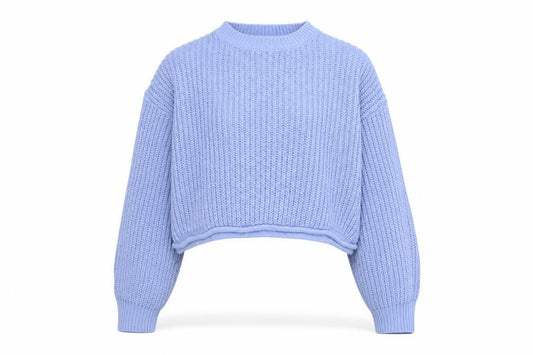 Bershka Women Purple Cropped Knit Jumper Size 10