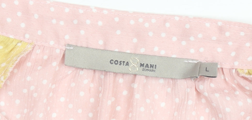 Costa Mani Women's Multicoloured Polka Dot Tunic Blouse Size L