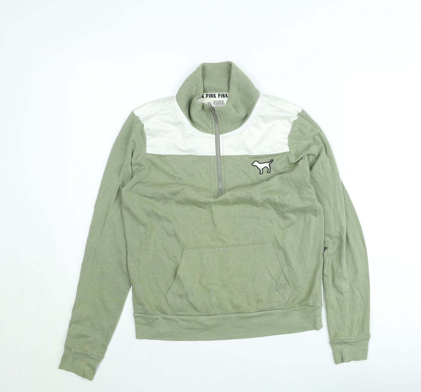 Victoria's Secret PINK Women's Green 1/4 Zip Pullover Sweatshirt XS