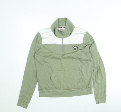 Victoria's Secret PINK Women's Green 1/4 Zip Pullover Sweatshirt XS