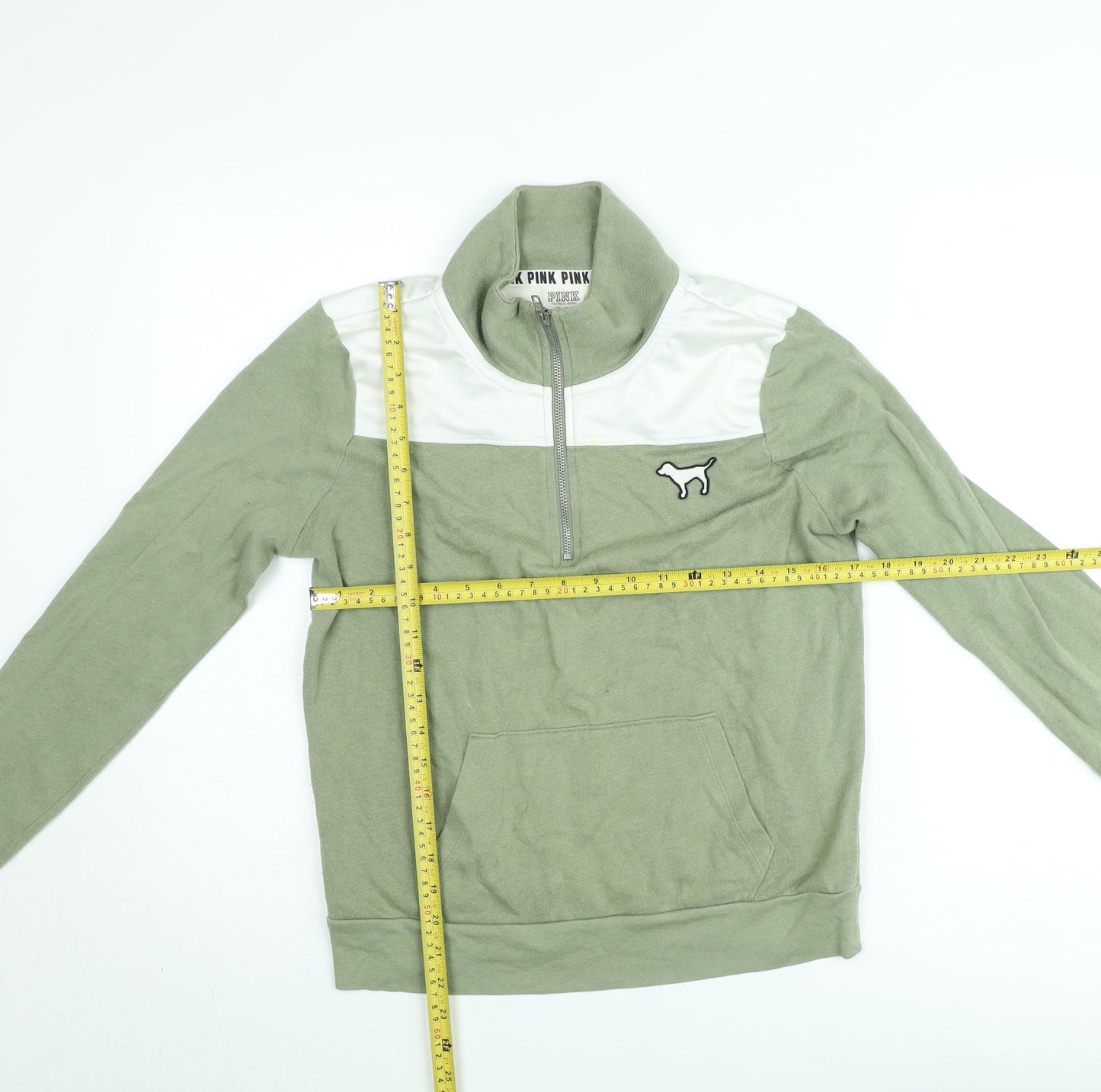 Victoria's Secret PINK Women's Green 1/4 Zip Pullover Sweatshirt XS