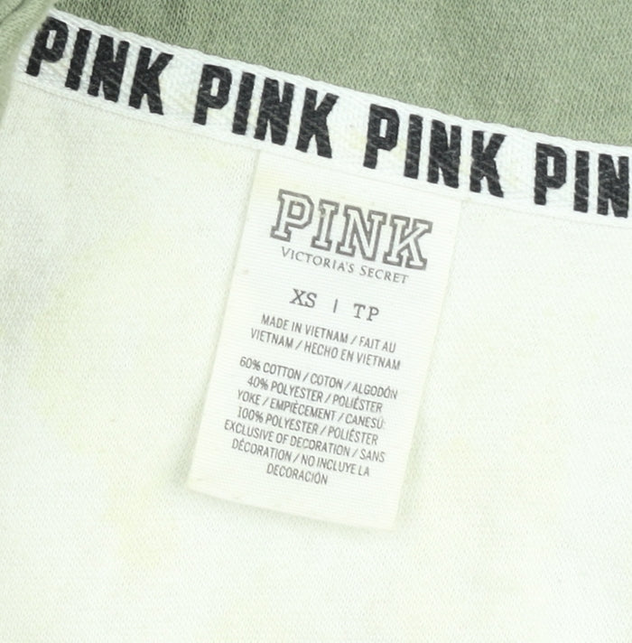 Victoria's Secret PINK Women's Green 1/4 Zip Pullover Sweatshirt XS