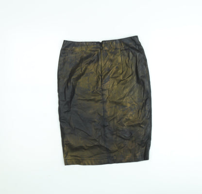 ICHI Women's Black Faux Leather Pencil Skirt Size 8