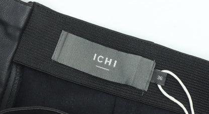 ICHI Women's Black Faux Leather Pencil Skirt Size 8