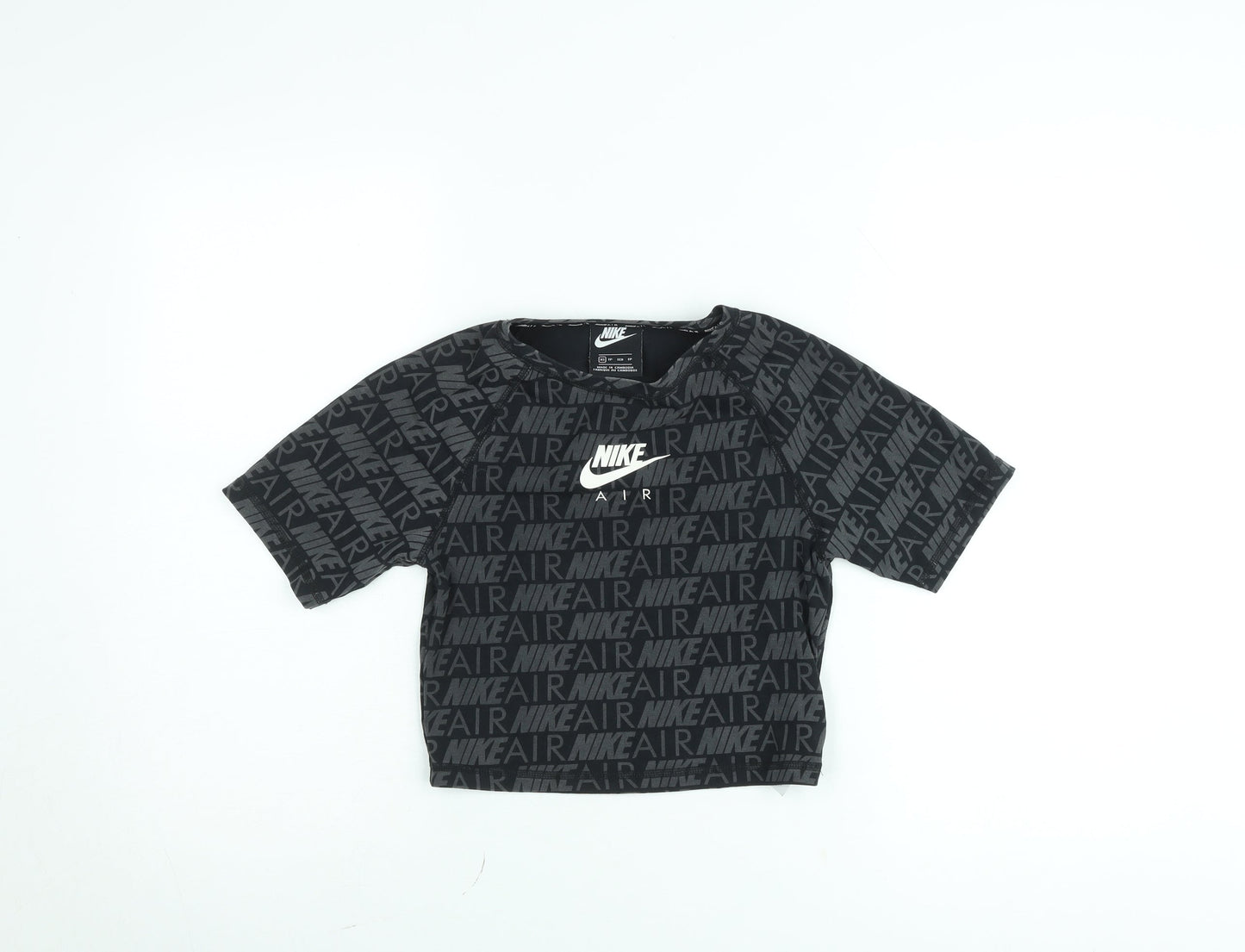 Girls UK Size XS Nike Black Cropped T-Shirt