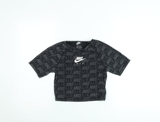 Girls UK Size XS Nike Black Cropped T-Shirt