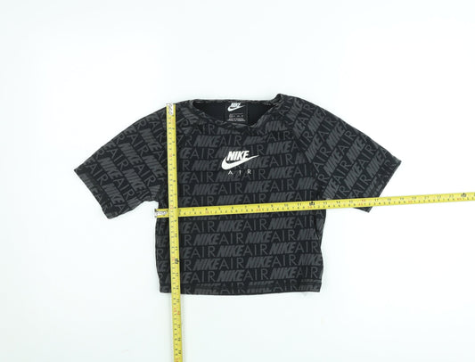 Girls UK Size XS Nike Black Cropped T-Shirt