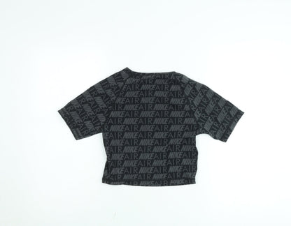 Girls UK Size XS Nike Black Cropped T-Shirt