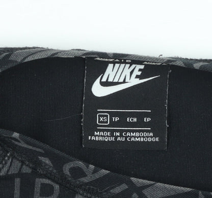 Girls UK Size XS Nike Black Cropped T-Shirt