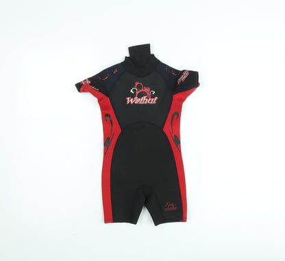 Waihui Boys Black Red Short Sleeve Neoprene 3-4 Years Wetsuit