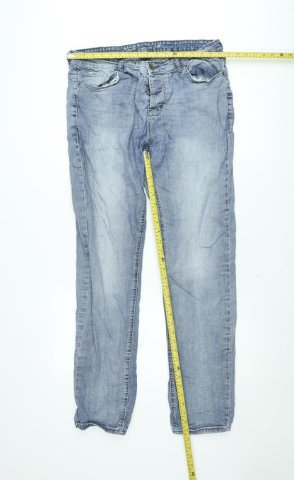 Denim & Co. Men's Blue Light Wash Straight Fit Stretch Jeans Size L