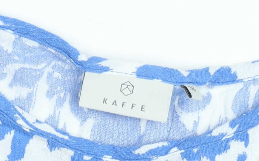 Kaffe Women Blue Floral Short Sleeve Tunic Blouse Size S