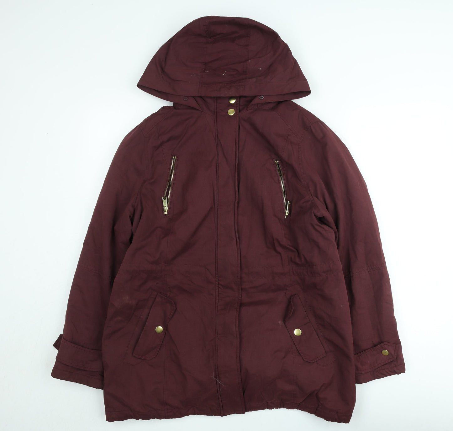 Paco Boutique Womens Red Hooded Parka Jacket Size 18