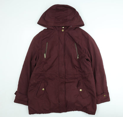 Paco Boutique Womens Red Hooded Parka Jacket Size 18