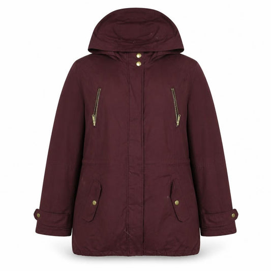 Paco Boutique Womens Red Hooded Parka Jacket Size 18