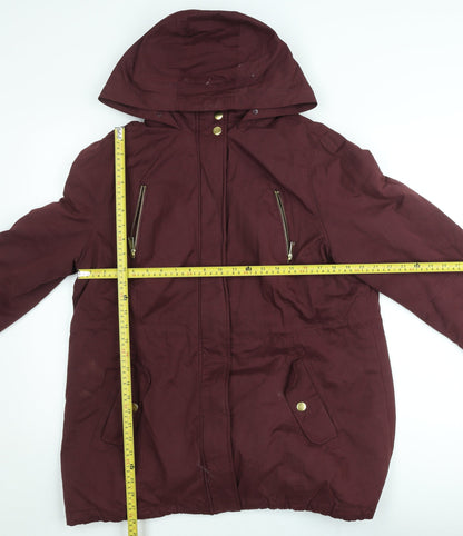Paco Boutique Womens Red Hooded Parka Jacket Size 18