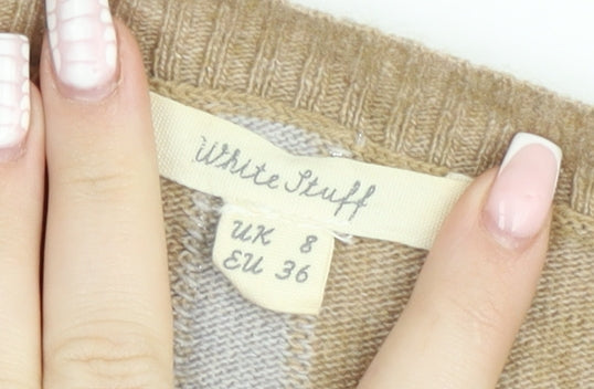 White Stuff Women’s Beige Star Wool Blend Jumper Size 8