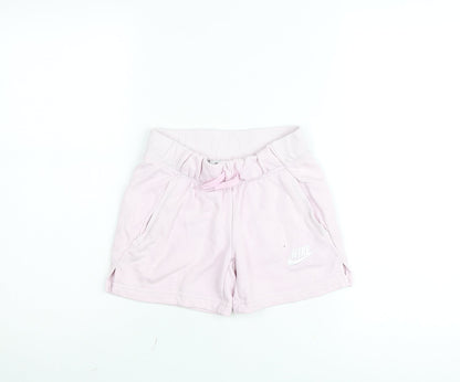 Nike Girls Pink Sweat Shorts Size 8-9 Years Elastic Waist Gym Training