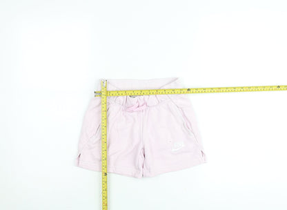 Nike Girls Pink Sweat Shorts Size 8-9 Years Elastic Waist Gym Training