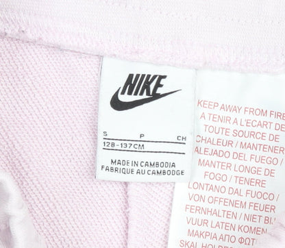 Nike Girls Pink Sweat Shorts Size 8-9 Years Elastic Waist Gym Training
