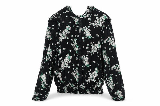 Oasis Women's Black Floral Blouse Size 10 Tunic Style Long Sleeve