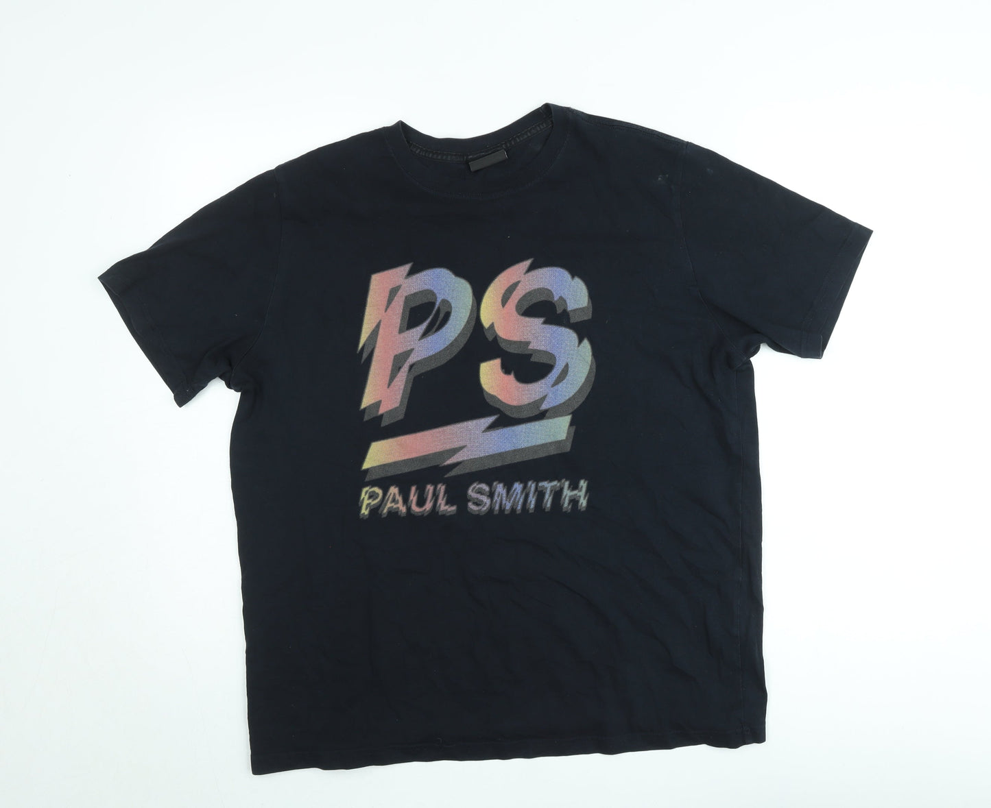 Paul Smith Men's Black Graphic Logo T-Shirt Size L Cotton Crew Neck