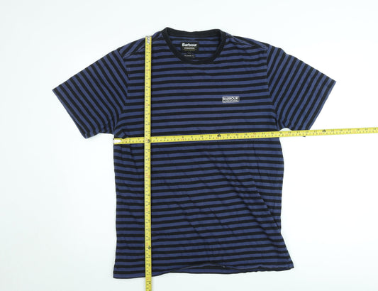 Barbour International Men's Blue Striped Tailored Fit Cotton T-Shirt L