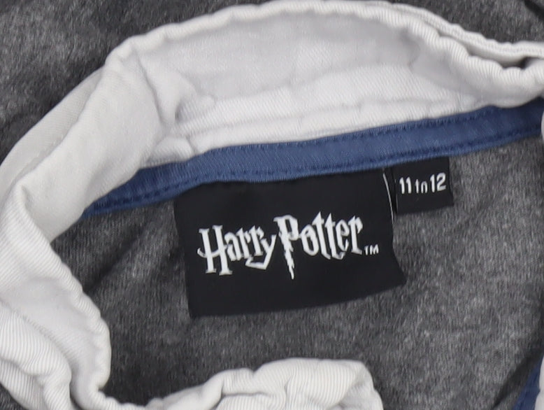 Harry Potter Boys Grey Ravenclaw Long Sleeve Henley T-Shirt 11-12 Years