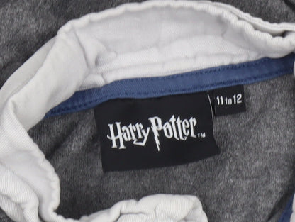 Harry Potter Boys Grey Ravenclaw Long Sleeve Henley T-Shirt 11-12 Years