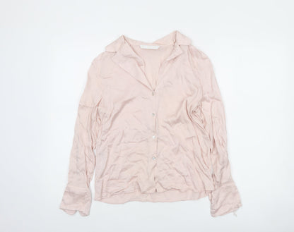 MNG Women’s Pink Button-Up Blouse Viscose Long Sleeve Size 8