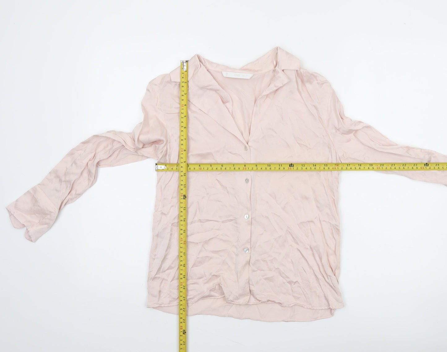 MNG Women’s Pink Button-Up Blouse Viscose Long Sleeve Size 8