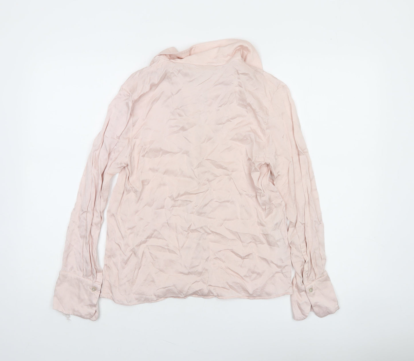 MNG Women’s Pink Button-Up Blouse Viscose Long Sleeve Size 8