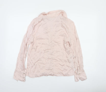 MNG Women’s Pink Button-Up Blouse Viscose Long Sleeve Size 8