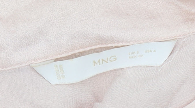 MNG Women’s Pink Button-Up Blouse Viscose Long Sleeve Size 8