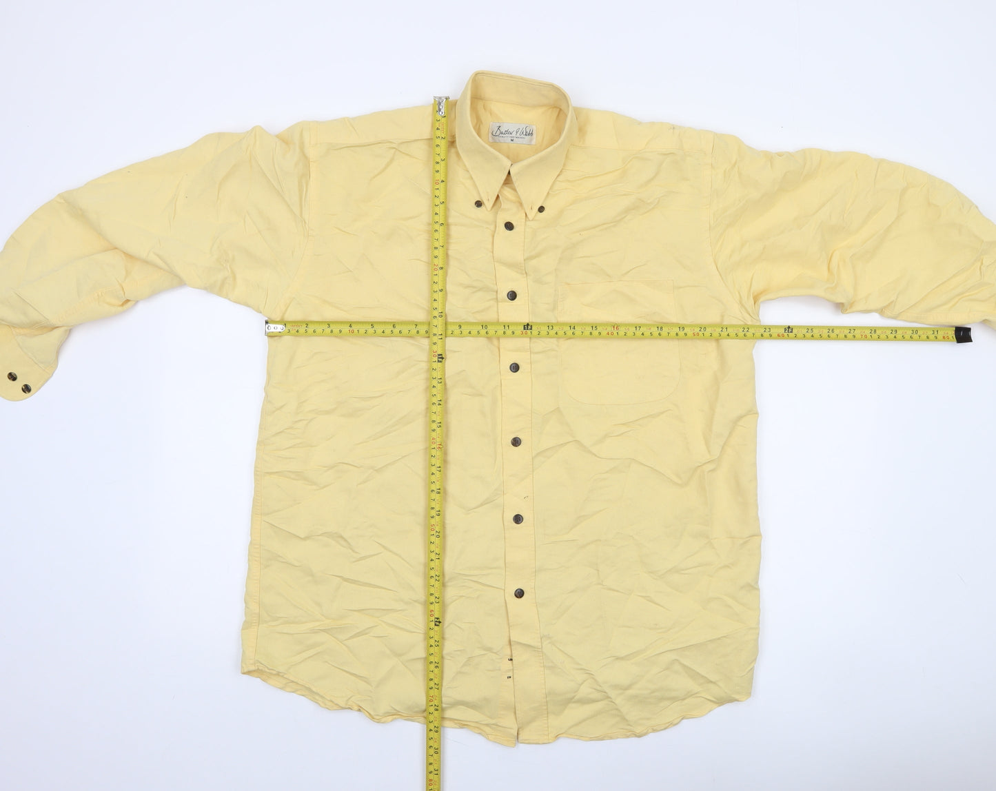 Butler & Webb Men's Yellow Button-Down Long Sleeve Shirt Size M