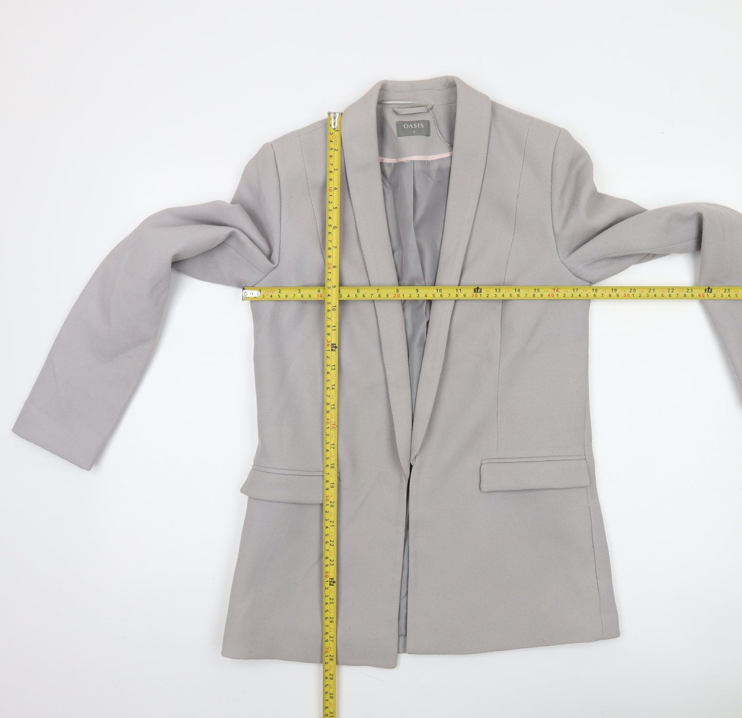 Oasis Women's Grey Shawl Lapel Single-Breasted Blazer UK 10