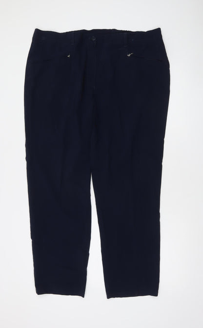Ulla Popken Women's Blue Elastic Waist Straight Trousers Size 20