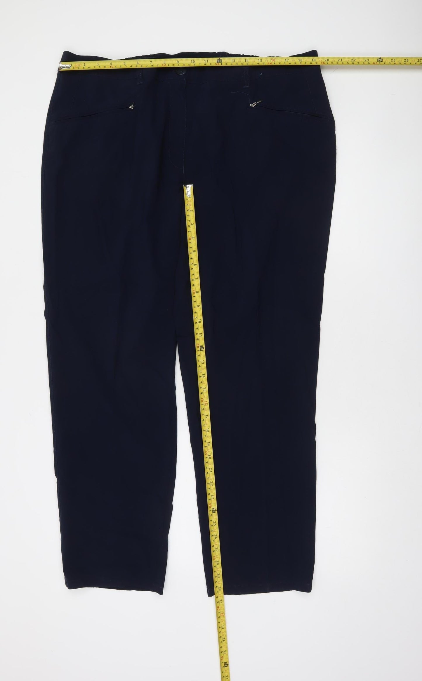 Ulla Popken Women's Blue Elastic Waist Straight Trousers Size 20