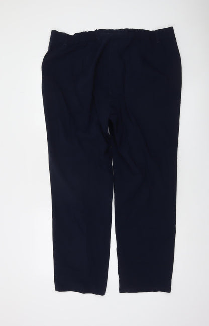 Ulla Popken Women's Blue Elastic Waist Straight Trousers Size 20