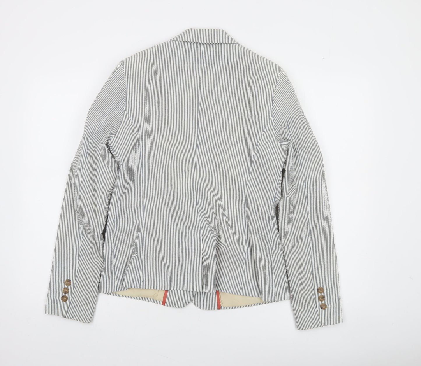 Love21 Women's Blue Striped Single-Breasted Blazer Size M