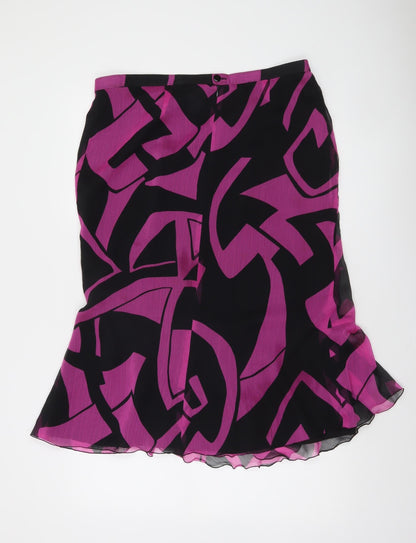 Formula Joven Women's Multicoloured Flared Chiffon Knee Length Skirt Size 14